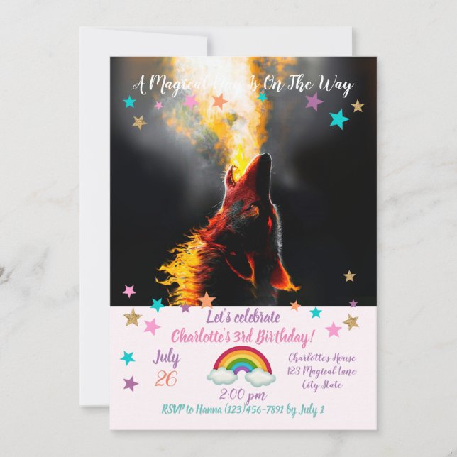 Invitación Jefe de Lobo de Fuego Agresivo (Anverso)