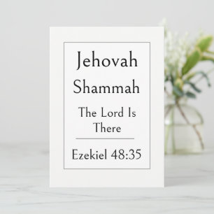 Invitación Jehová Shammah, Nombre de Dios, Biblia alentadora