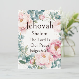 Invitación Jehovah Shalom, Corona de Eucalipto Peonías Rosada