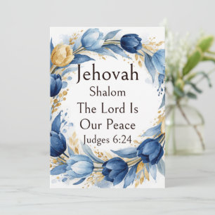Invitación Jehovah Shalom, Corona de Tulipanes Azules Dorados