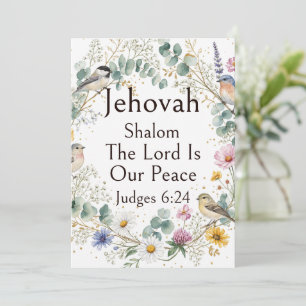 Invitación Jehovah Shalom, Flores Silvestres Aves Arte Eucali