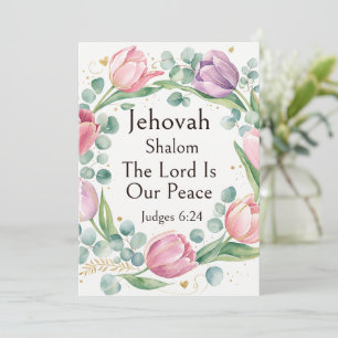Invitación Jehovah Shalom, Tulipanes Rosados Morados Eucalipt
