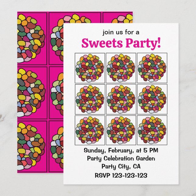 Invitación Jelly Bean Colorido Jelly Bean (Anverso / Reverso)