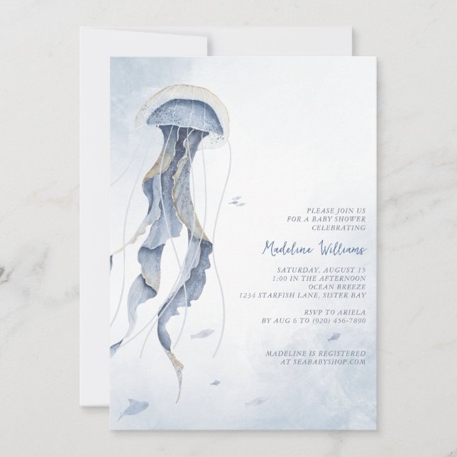 Invitación Jellyfish Ocean Sea Watercolor Baby Shower (Anverso)