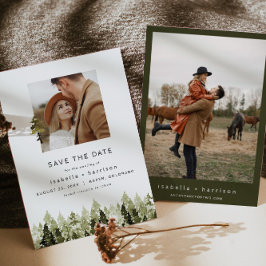 Invitación JENNA Rustic Pine Tree Photo Save the Date