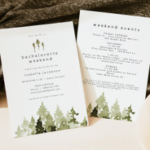 JENNA Rustic Watercolor Pine Bachelorette