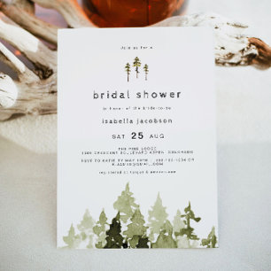 Invitación JENNA Rustic Watercolor Pine Tree Briower