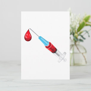 Invitación Jeringa Médica con Gota de Sangre
