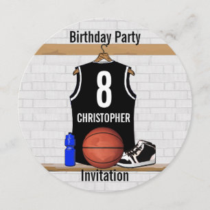 Invitación Jersey blanco y negro personalizado del baloncesto