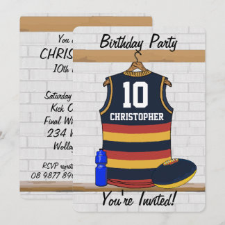 Invitación Jersey BRY de las reglas australianas personalizad