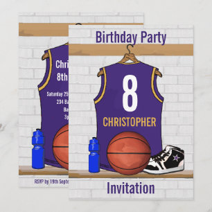 Invitación Jersey de baloncesto Purple y Gold personalizado