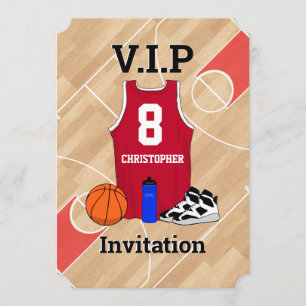 Invitación Jersey de básquetbol en la cancha Fiesta de cumple