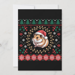 Invitación Jersey Feo de Hamster de Navidad Sombrero de Santa