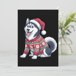 Invitación Jersey Feo de Perro Husky Siberiano Sombrero de Sa