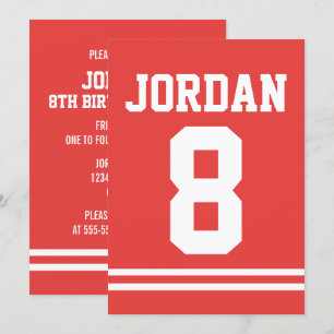 Invitación Jersey Rojo de Fútbol - Partido de Cumpleaños Temá