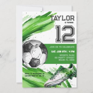 Invitación Jersey Verde Deportivo Niño Fútbol Cumpleaños Fies