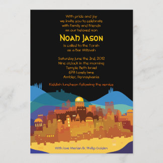 Invitación JERUSALÉN, ciudad de GOLD Bar Bat Mitzvah
