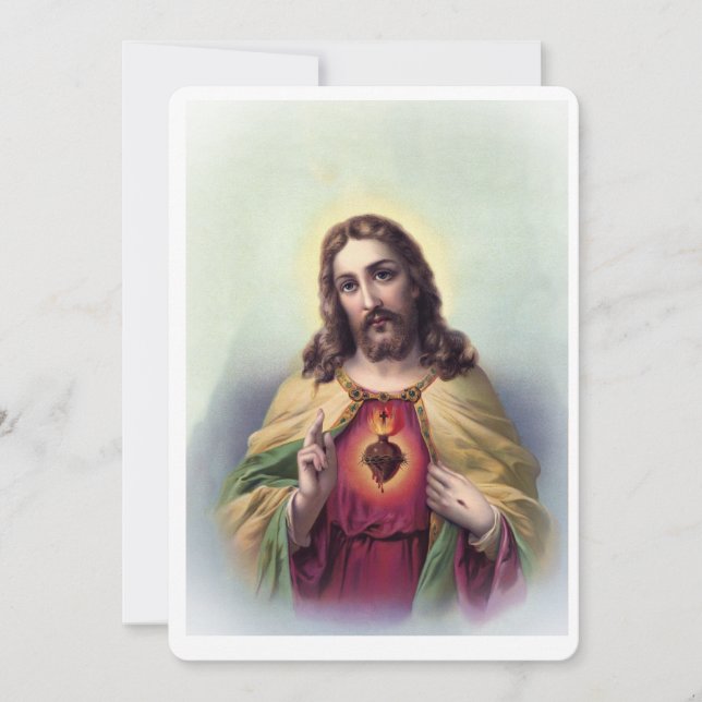 Invitación Jesús con el corazón brillante (Anverso)