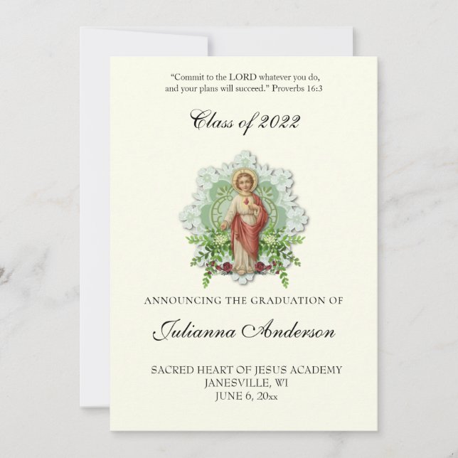 Invitación Jesús Elegante Católico Graduación Religiosa (Anverso)