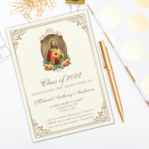 Invitación Jesús Elegante Católico Graduación Religiosa