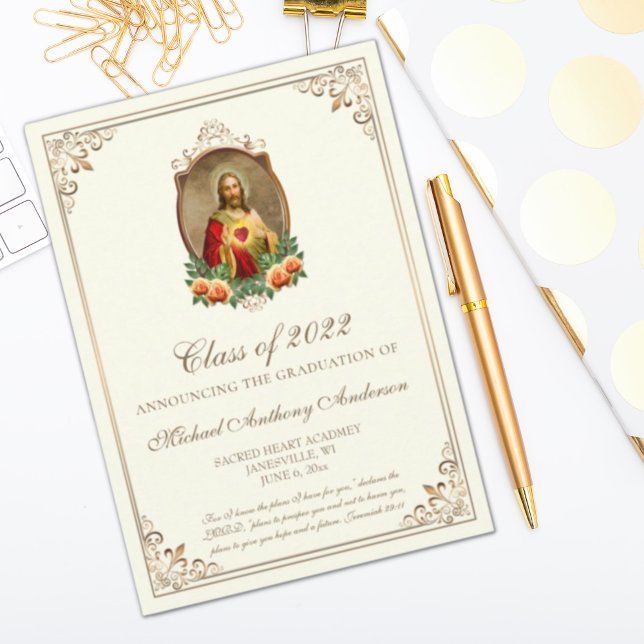 Invitación Jesús Elegante Católico Graduación Religiosa (Subido por el creador)
