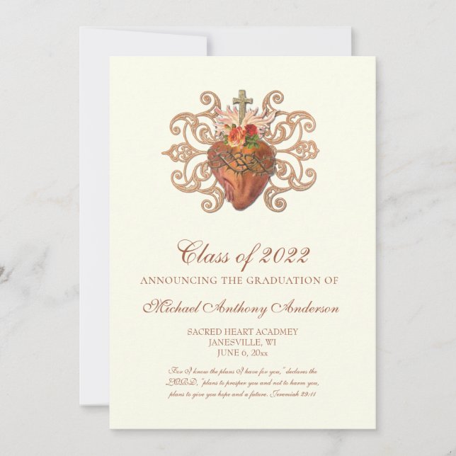 Invitación Jesús Elegante Católico Invitado de Graduación Rel (Anverso)