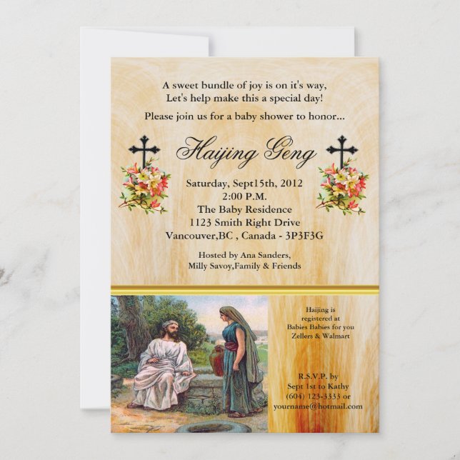 Invitación Jesús en el bien cristiano Baby Shower (Anverso)