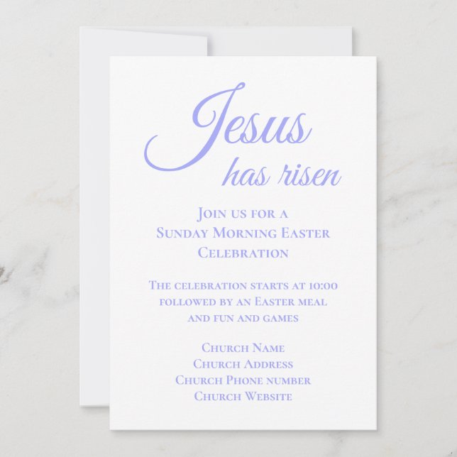Invitación Jesús Ha Resucitado Domingo de Pascua Cristiano Ig (Anverso)