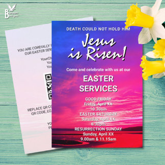 Invitación JESÚS HA RESUCITADO Servicios de Pascua personaliz