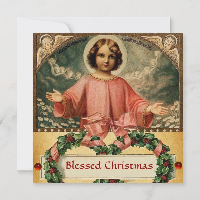 INVITACIÓN JESÚS INFANTIL CON ANGELES Y NAVIDADES CRUZADOS (Anverso)