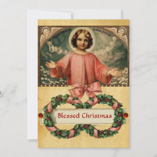 INVITACIÓN JESÚS INFANTIL CON ANGELES Y NAVIDADES CRUZADOS