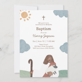 Invitación Jesús moderno y bautismo de cordero 