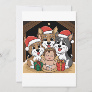 Invitación Jesus nació adorando yorkies 