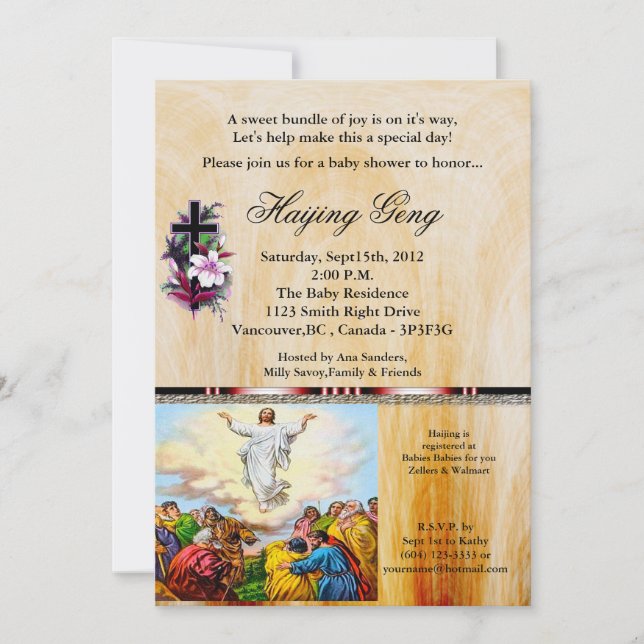 Invitación Jesús regresa al Padre Invite Baby Shower (Anverso)