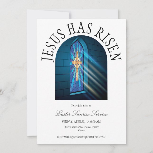 Invitación Jesús Se Ha Elevado El Servicio De Amanecer De Pas (Anverso)