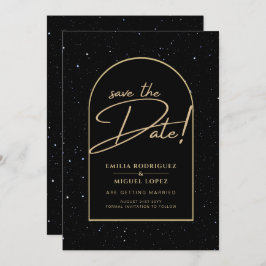 Invitación JET BLACK GOLD Starry Night Boda SAVE FECHA