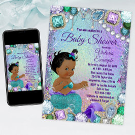 Invitación Jewel Mermaid African Mermaid Baby Shower