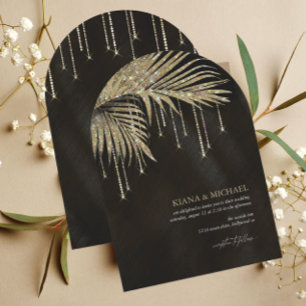 Invitación Jewel Palm Leaf Boda Gold Arch ID830