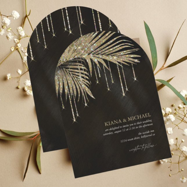 Invitación Jewel Palm Leaf Boda Gold Arch ID830 (Subido por el creador)