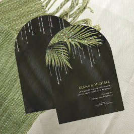 Invitación Jewel Palm Leaf Boda Green Arch ID830