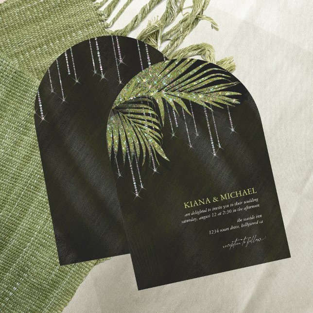 Invitación Jewel Palm Leaf Boda Green Arch ID830 (Subido por el creador)