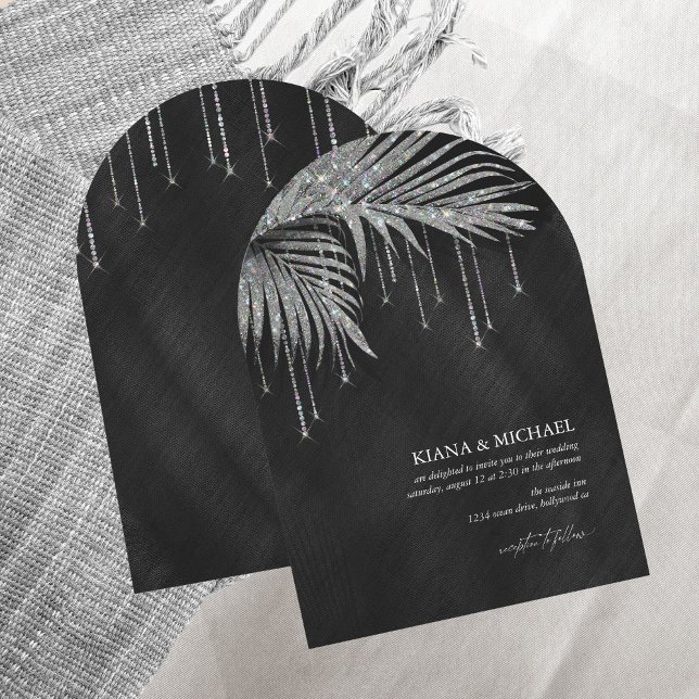 Invitación Jewel Palm Leaf Boda Silver Arch ID830 (Subido por el creador)