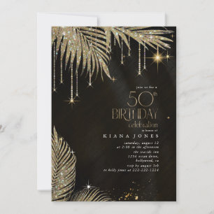 Invitación Jewel Palm Leaf Cumpleaños 50 Gold ID1170