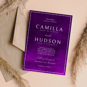 Invitación Jewel Tone Romance Amatista Boda mínimo