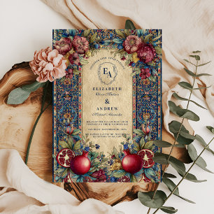 Invitación Jewel Tone Vintage Boda Botánico