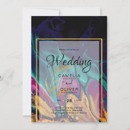 Invitación Jewel Tones BODA INK Plum Purple Marina Verde azul