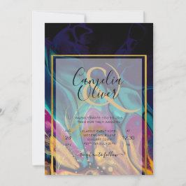 Invitación Jewel Tones BODA INK Plum Purple Marina Verde azul