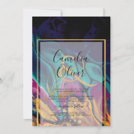 Invitación Jewel Tones BODA INK Plum Purple Marina Verde azul