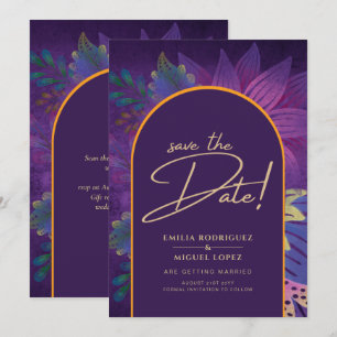 Invitación Jewel Tones Plum Purple Berry Gold Boda