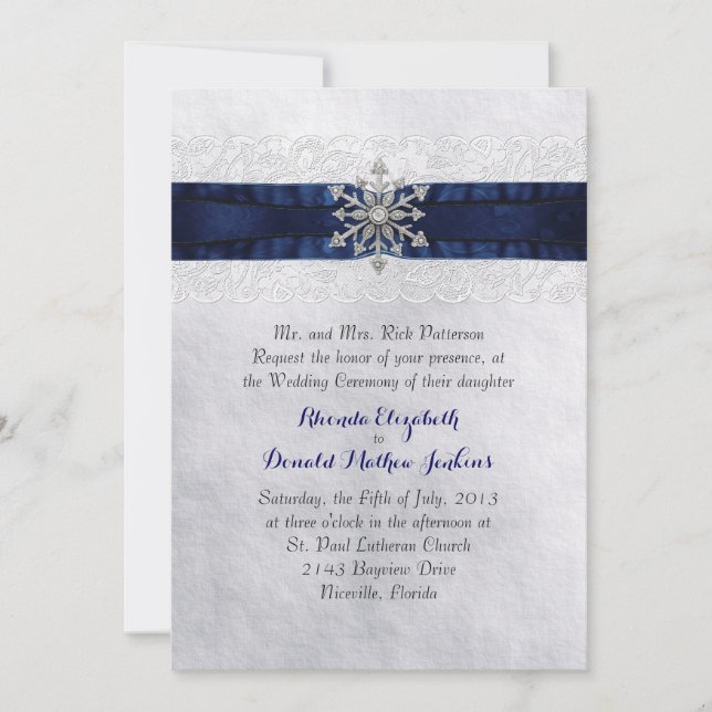 Invitación Jeweled elegante de la boda del copo de (Anverso)